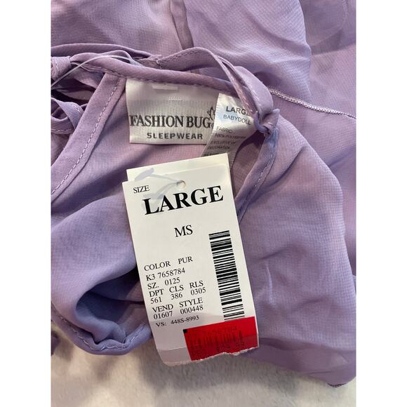 NWT FASHION BUG Contrast Lace Tiered Cami Top & Thong Set Large Purple - Picture 8 of 8